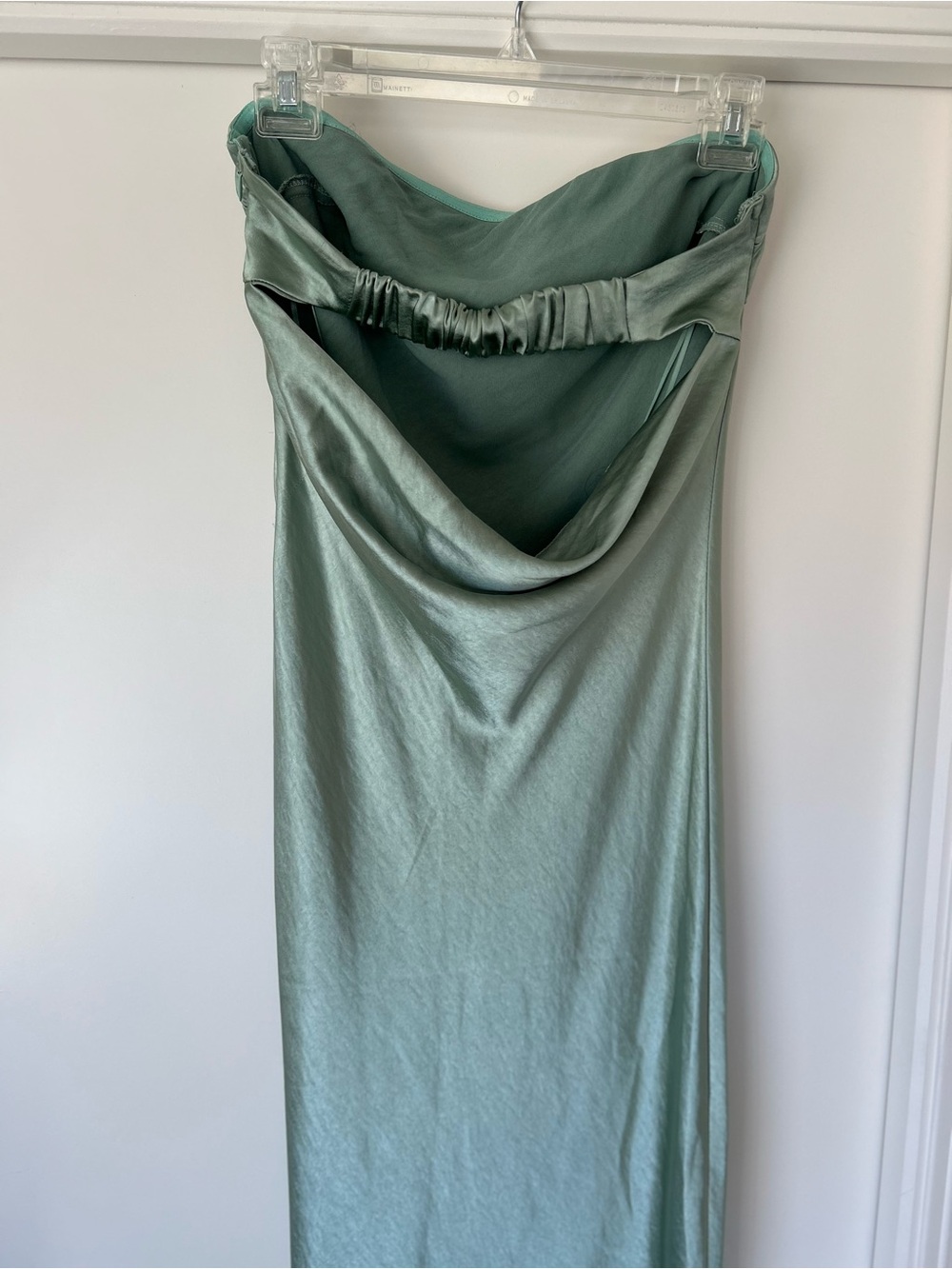 Strapless Satin Maxi Dress in Sage Green - Picture 5 of 5